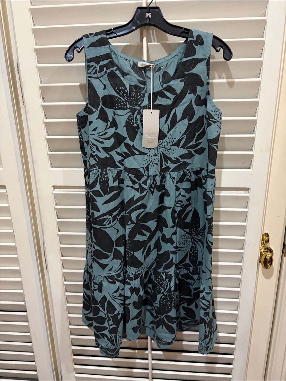 Bellaumbra Sleeveless Teal Floral Print Dress .size XS NWT